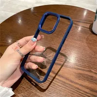 Coque de protection antichoc en silicone transparent et acrylique de luxe pour appareil photo, compatible avec iPhone 16, 15, 14, 13, 12, 11 Pro Max – Vente en gros