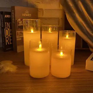 로맨틱 홈 장식 원격 제어 불꽃 우아한 크리스마스 Led 촛불 빛 흰색 기둥 양초