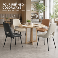 Ensemble de chaises de salle à manger noires mates à dossier ouvert, table carrée sculptée avec découpe, piédestal noir