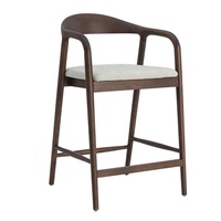 Chaise de bar en bois à dossier haut OEM/ODM avec accoudoirs, chaise de salle à manger en rotin massif en frêne, chaise de café en bois pour la maison