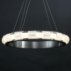 철 유리 LED 샹들리에 포스트모던 거실 식당 빌라 장식 G9 전구 LED 라운드 펜던트 조명 - Product Image 3