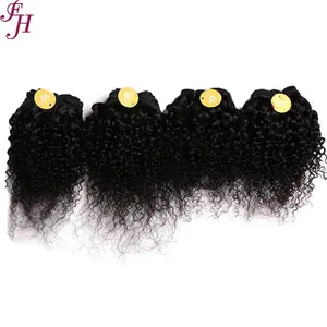 FH Wholesale One Package Four Pieces Curly Raw Human Hair Weaves Natural Cuticle Aligned Hair Bundles