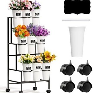 Chariot de présentation de fleurs sur roulettes, support de présentation de fleurs pour jardin, balcon, décoration de mariage, fleuriste - Product Image 2