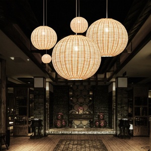 Lampe à <span class=keywords><strong>suspension</strong></span> en bambou et rotin naturel avec <span class=keywords><strong>suspension</strong></span> de lustre à LED Décoration <span class=keywords><strong>boule</strong></span> tricotée à la main pour la maison Hôtel Source d'alimentation CA - Product Image 3