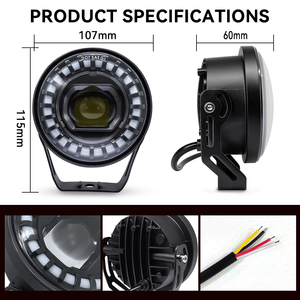 Angel Halo Ring Focos para motocicleta IP67 Impermeable LED Blanco DRL Lámpara antiniebla Luz de circulación diurna de aluminio para coche universal - Product Image 4
