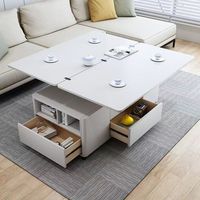 Table basse multifonctionnelle réglable en hauteur, table à manger avec chaises, mobile pour le salon