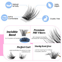 MASSCAKU Cils en segments à queue de pie thermocollés, doux et naturels, en bouquets, bande de ruban, extension de cils en grappe DIY à domicile