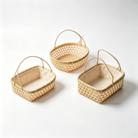 Panier Cadeau Rond Portable en Bambou Rouge Écologique Personnalisé, Emballage du Nouvel An Chinois, Vente en Gros, Boîte de Fête Faite à la Main