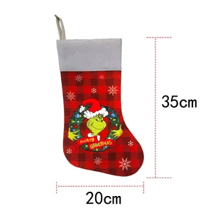 Monogram Cute New Grinch Max and Cindy Lou Who Pattern <b>Christmas</b> <b>Stocking</b> With Embroidered Family Name for Home Decor - Product Image 5