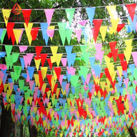 Guirlande de fanions colorés multicolores en forme de triangle pour décoration de fête, thème carnaval, anniversaire, extérieur et salle de classe