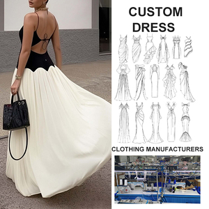 Vestido Clásico Personalizado al por Mayor en Blanco y Negro con Bloques <span class=keywords><strong>de</strong></span> Color, Espalda Descubierta, Cintura Ajustable con Lazo, Vestido <span class=keywords><strong>de</strong></span> Línea A, Vestidos <span class=keywords><strong>de</strong></span> Moda para Mujer, Elegante - Product Image 2