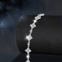 Bracelet ajustable en argent sterling S925 incrusté de diamants et de moissanite, motif trèfle à quatre feuilles, pour femme, souvenir touristique Shake Tone