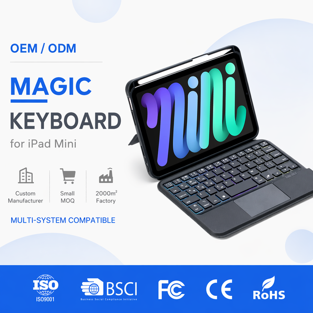 New Rugged Keyboard Folio for iPad Mini 6th Gen USB Type-C Case with Touchpad RGB Backlit Split Keyboard Design HL-ZZ-mini6