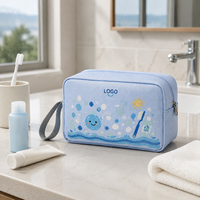 Sac de maquillage en nylon de haute qualité, grande capacité, avec sangle de poignet, imprimé de dessins animés mignons, trousse de toilette pour le rangement des cosmétiques