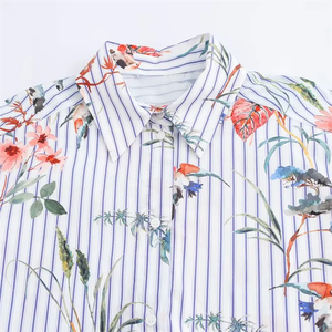 2025 estampado personalizado rayas florales de talla grande blusas para mujer Camisas Blusas Bloomes para mujer blusas y camisas para mujer - Product Image 3