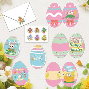 การ์ดอวยพรไข่อีสเตอร์รูปวงรีกระดาษการ์ดสีขาวเคลือบเงา DIY ของตกแต่งงานปาร์ตี้ - Product Image 2