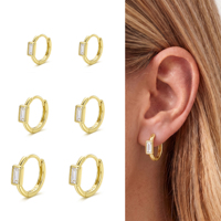 Boucles d'oreilles créoles petites en argent 925 plaqué or 14 carats avec zircone cubique pour femme, 10mm 12mm 14mm, boucles d'oreilles cartilage tendance pour femme