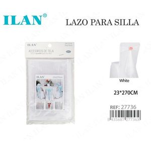 Fascia per Sedia Ilan Bianca 23x270cm in Tessuto per Decorazioni Matrimoniali - Product Image 1