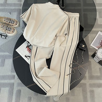 Ensemble décontracté respirant uni, haut à manches courtes et pantalon long avec poches latérales pour adultes, tenue d'été