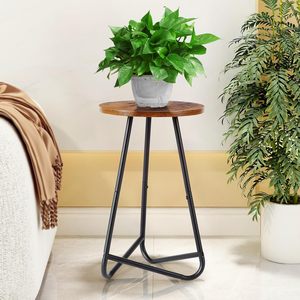 <strong>50cm</strong> Standing Type Wooden &amp; Metal Plant Stand Modern Flower <strong>Shelf</strong> for Living Room Balcony Office (Black Rustic Brown) - Product Image 6