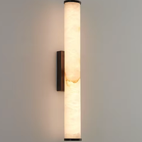 Applique murale cylindrique longue en albâtre, luminaire mural colonne en pierre naturelle, lampe linéaire moderne pour couloir d'hôtel, projet de villa, hall