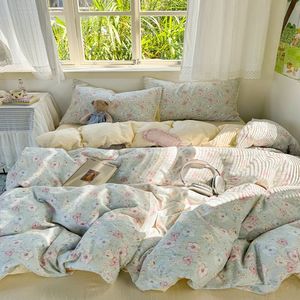 ชุดเครื่องนอนเนื้อผ้านุ่มพิเศษ (สไตล์ INS) ชุดผ้าปูที่นอนพิมพ์ลาย พร้อมผ้าปูที่นอนแบบมีขอบ ขนาด Twin, Full, Queen, King จัดส่งแบบดรอปชิปปิ้ง สิ่งทอสำหรับใช้ในบ้าน - Product Image 6