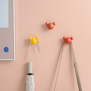 Cartoon Bear Shaped Adhesive Hooks Wall Mounted No Drill Self Adhesive For Keys And Clothes Orange Color 4 Blister Packs - Product Image 1