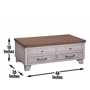 Table basse de cocktail à dessus élévateur blanc DB Bear avec design Creek - Product Image 2