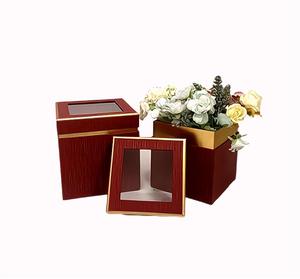 Emballage <span class=keywords><strong>YoYo</strong></span> boîte-cadeau en papier spécial à deux fleurs avec couvercle de fenêtre carré boîte-cadeau en relief et laminée mate faite à la main - Product Image 2