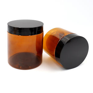 Envases Cosméticos y para Alimentos, Frascos de Crema de Plástico PET Ámbar Negro de 100ml-500ml con Tapas Negras - Product Image 1