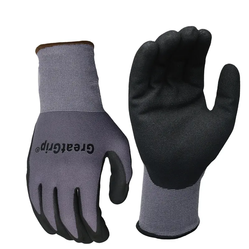 Guantes sumergibles de nitrilo para construcción, manoplas de nailon y spandex con acabado de Palma arenoso, 15 calibres