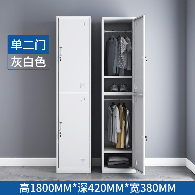 ตู้ล็อกเกอร์สองประตูเดี่ยว [สีเทาและขาว]
