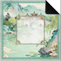 Tapis de Mahjong Vintage Paysage Montagneux Chinois Antidérapant et Anti-bruit pour Domino, Poker, Cartes et Jeux de Tuiles