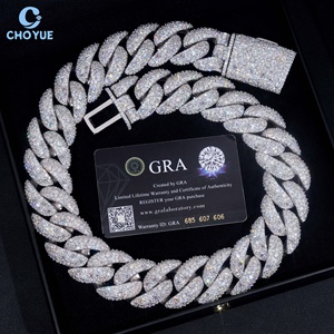 Big Size 28mm Heavy Mosaic Setting Moissanite Cuban Link <b>Chain</b> Necklace Rhodium Plated Solid 925 Silver Hiphop <b>Iced</b> <b>Out</b> Jewelry - Product Image 5