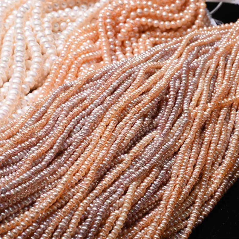 Zhuji 2-12Mm Penjualan Pabrik Perhiasan Membuat Nyata Mutiara Strand Mutiara Air Tawar String Roti Putih Pink Ungu