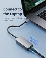 Adaptateur Ethernet USB 3.0, câble adaptateur réseau LAN USB 3.2 à 2.5 Gigabit RJ45, 10/100/1000/2500M pleine vitesse pour Windows Mac
