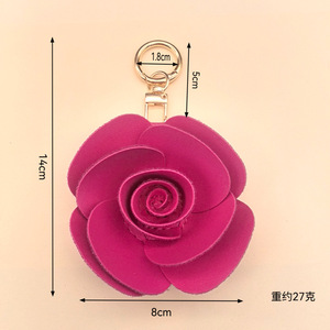 Portachiavi Creativo in Pelle PU a Forma di <span class=keywords><strong>Fiore</strong></span> di Camelia, Ciondolo Decorativo per Borsa da Donna, Elegante e Raffinato - Product Image 5