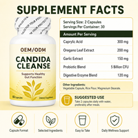 Capsules de nettoyage Candida sous marque privée OEM ODM Formule personnalisée Conception graphique Bien-être intestinal 60 unités