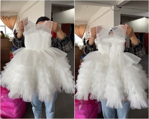 Abito Coordinato da Festa <span class=keywords><strong>per</strong></span> Mamma e <span class=keywords><strong>Figlia</strong></span> Rosa Torta a Strati in Tinta Unita - Product Image 6