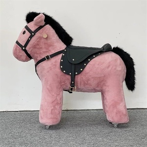 JS Ottoman en bois massif de haute qualité pour enfants, 2 styles : Cheval à <span class=keywords><strong>bascule</strong></span> / Cheval à roulettes, Jouet en tissu de luxe, Meuble cadeau pour enfants - Product Image 4