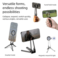Trépied magnétique M40 Spring Catch pour téléphone, pliable en une seule pièce, support portable avec supports magnétiques double face, lumière d'appoint, utilisation portable/de bureau