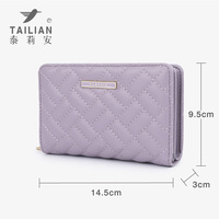 Tailian dompet benang bordir wanita, grosir baru kopling pendek penutup ritsleting multifungsi poliester