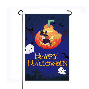 Venta al por mayor 12x18 doble cara sublimación calabaza bruja Feliz Halloween arpillera <span class=keywords><strong>jardín</strong></span> bandera vacaciones exterior patio decoraciones - Product Image 4