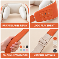 Appareil de massage du cou ergonomique blanc et orange avec pétrissage simulé des doigts, 2 vitesses et design portable