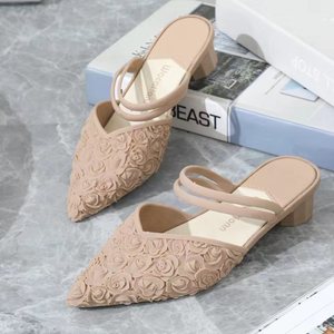Sandali da <span class=keywords><strong>donna</strong></span> <span class=keywords><strong>eleganti</strong></span> estivi con cinturino alla caviglia con punta chiusa in PVC rosa fiore scarpe da <span class=keywords><strong>donna</strong></span> tacchi quadrati moda Casual da <span class=keywords><strong>donna</strong></span> <span class=keywords><strong>Slip</strong></span>-<span class=keywords><strong>On</strong></span> - Product Image 3