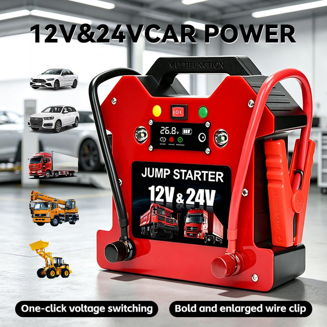 Portable 12V24V Lithium Ion Battery Charger Jumper Starter Power Booster 5000A Peak Jump Starter for 15L Truck Mining Card