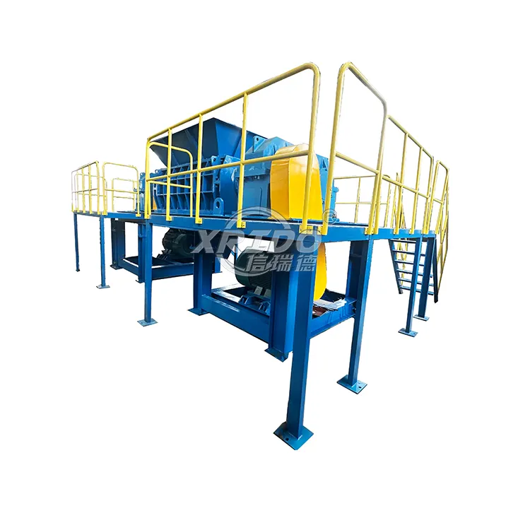 automatic double shaft shredder machine tyre cardboard metal paper plastic crusher machine for sale