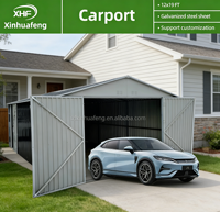 Garage de voiture moderne portable en acier, 12x19 pieds, double porte, étanche et durable, grand abri extérieur pour véhicules et outils, toutes saisons, bricolage