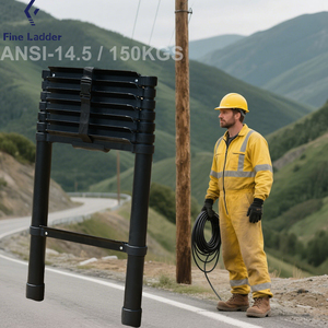 Échelle télescopique moderne en alliage d'aluminium, escabeau télescopique isolé, pliable, pour usage extérieur - Product Image 1