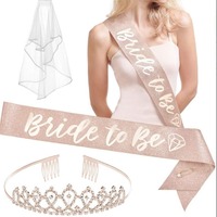 DAMAI mariée à être enterrement de vie de jeune fille décorations Kit Rose or paillettes ceinture bandeau nuptiale douche fournitures mariage fiançailles